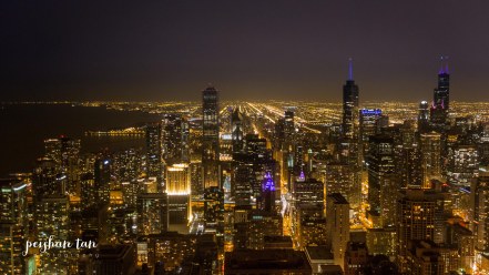 chicago skyline at dusk