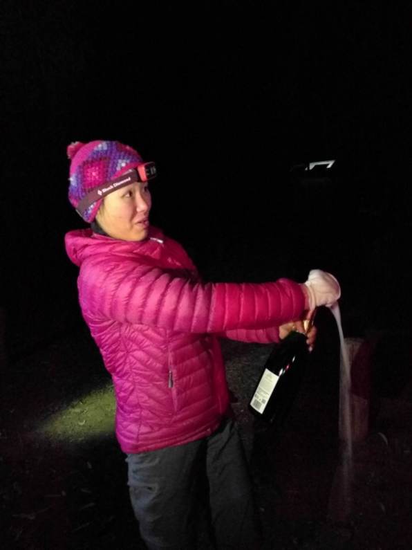 Cremant wine opening - camping at Warrumbungle National Park