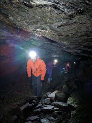 Exploring lava tube - Iceland
